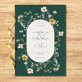 Convite Rustic Wildflower Frame Emerald Green