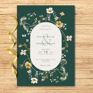 Convite Rustic Wildflower Frame Emerald Green