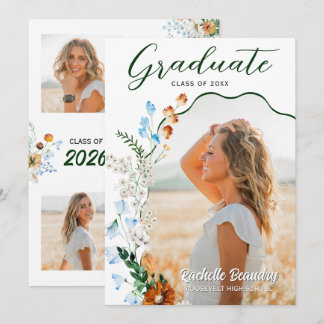 Convite Rustic Wildflower Graduation Wavy Arch Photo Party