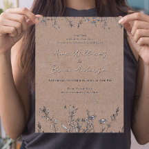 Rustic Wildflower Kraft Fall Floral Wedding Invit
