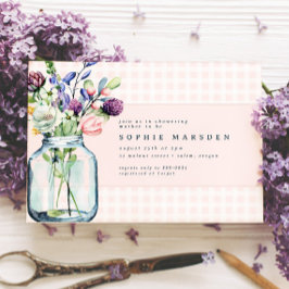 Convite Rustic Wildflower Mason Jar Picnic Chá de fraldas