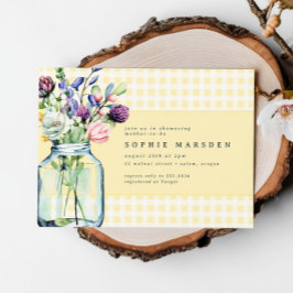 Convite Rustic Wildflower Mason Jar Picnic Chá de fraldas