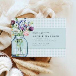 Convite Rustic Wildflower Mason Jar Picnic Chá de fraldas