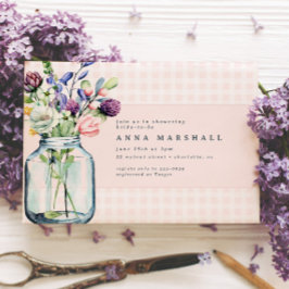 Convite Rustic Wildflower Mason Jar Picnic Chá de panela