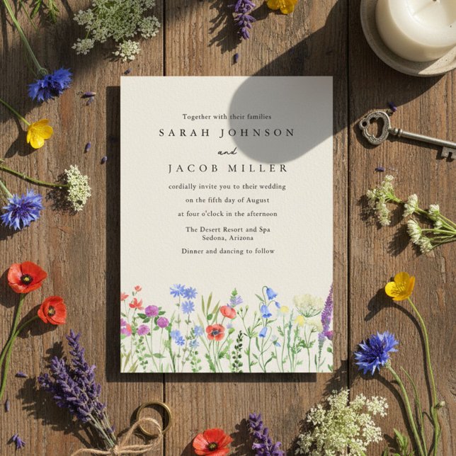 Convite Rustic Wildflower Meadow Wedding Invitation (Rustic Wildflower Meadow Wedding Invitation)