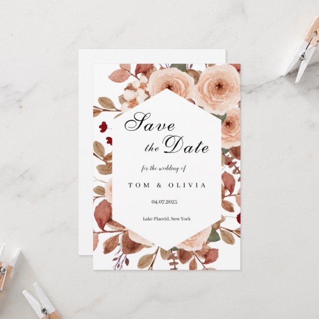 Convite Rustic Wildflower Salva a data com foto (Frente/Verso In Situ)