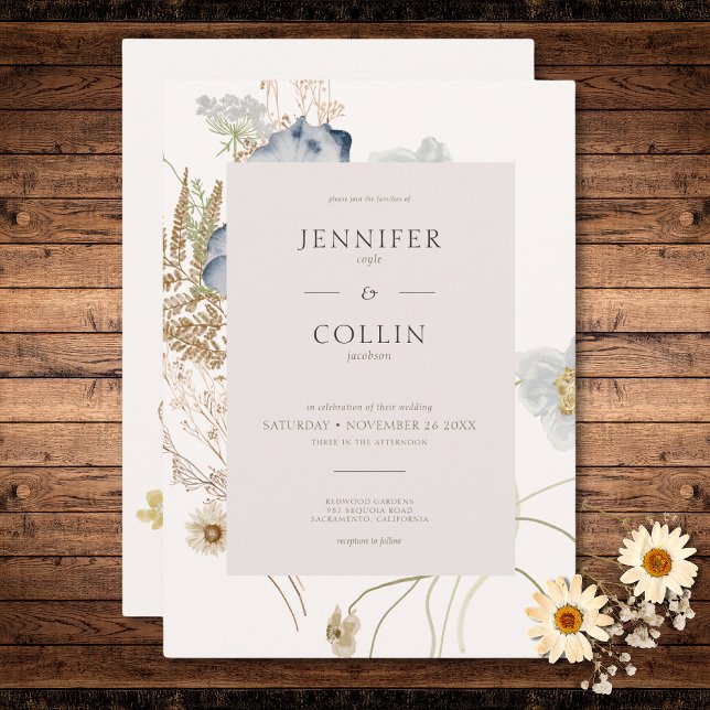 Convite Rustic Wildflower sobre Casamento de Creme (Rustic Wildflowers on Cream Wedding Invitation)
