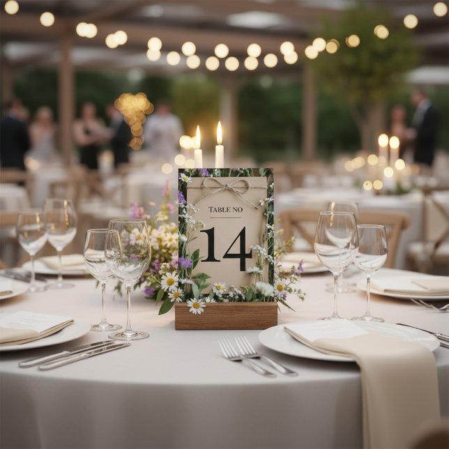 Convite Rustic Wildflower Wedding Table Number (Criador carregado)