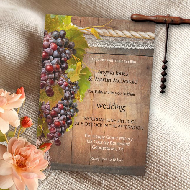 Convite Rustic Wine Themed Vineyard Weditation (Criador carregado)