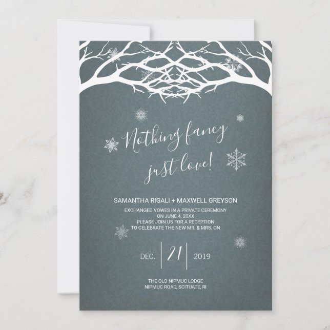 Convite Rustic Winter Birch Elopement Invite (Frente)