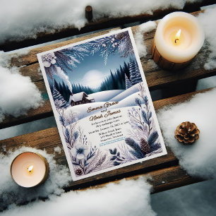 Convite Rustic Winter Cabin Wedation