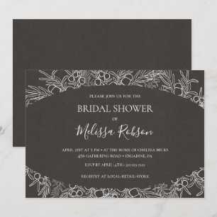 Convite Rustic Winter   Carvão Chá de panela horizontal