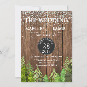 Convite Rustic Winter Evergreen Snow Weditation