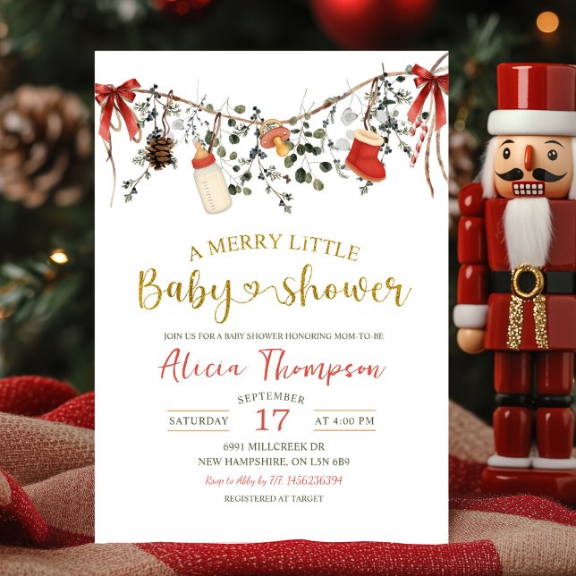Convite Rustic Winter Floral Merry Little Baby Shower (Criador carregado)
