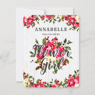 Convite Rustic Winter Holly Você Será Minha Flor