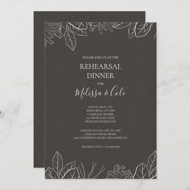 Convite Rustic Winter | Janto de ensaio do carvão (Frente/Verso)