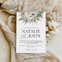 Convite Rustic Winter Pinecone Wedation