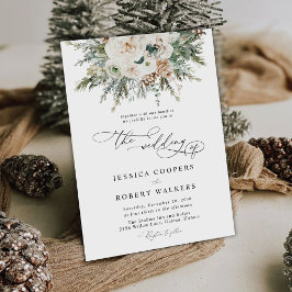 Convite Rustic Winter Pinecone Weding Invitation (