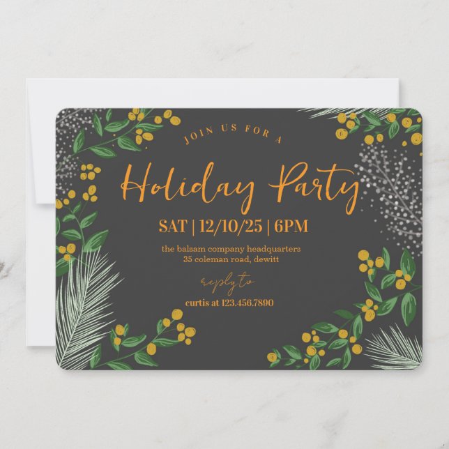 Convite Rustic Winter Wonderland Holiday Party (Frente)