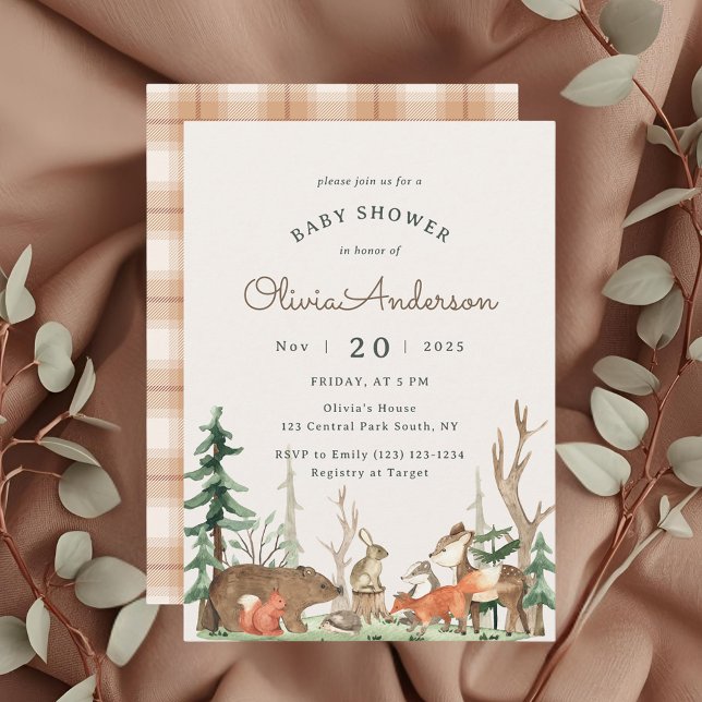 Convite Rustic Winter Woodland Baby Shower (Criador carregado)