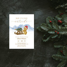 Rustic Winter Woodland Sleigh Bear Baby Shower