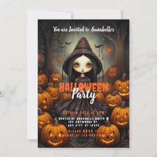 Convite Rustic Wittic Bats Pumpkins Festa de Halloween