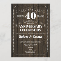 Rustic Wood 40ª Festa de Aniversário de Casamento