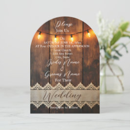 Convite Rustic Wood and Lace Wedding