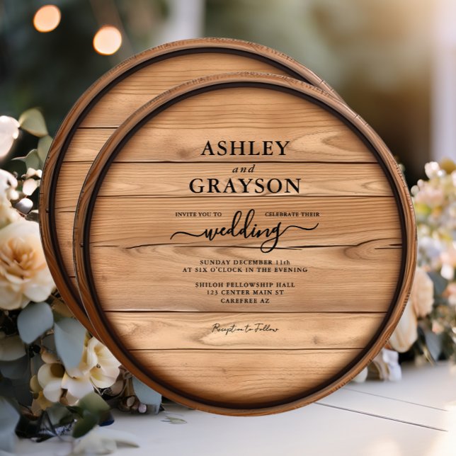 Convite Rustic Wood Barrel Wedding (Criador carregado)