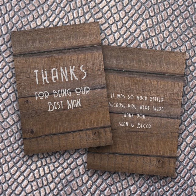 Convite Rustic Wood Best Man Thank You Message Card (Criador carregado)