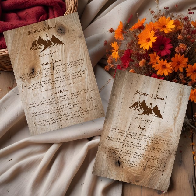 Convite Rustic Wood Brown Mountains Landscape Wedding Wows (Rustic Wooden Brown Mountains Landscape Wedding Wows.)