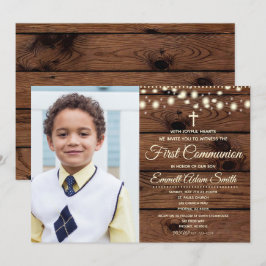 Convite Rustic Wood Country First 1rua Communion Girl Girl