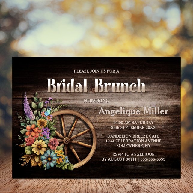 Convite Rustic Wood Floral Bridal Brunch (Criador carregado)
