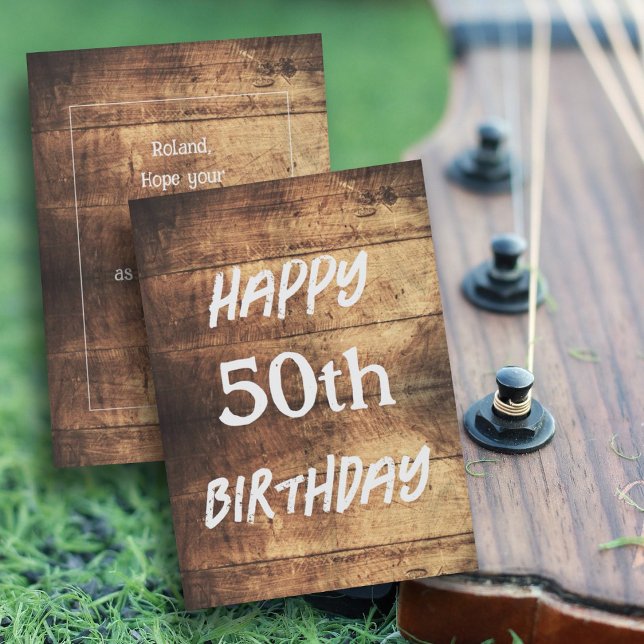 Convite Rustic Wood Happy Birthday Mensagem Masculine Card (Criador carregado)