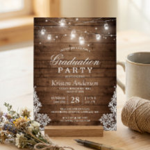 Rustic Wood Lace String Lights Graduation Party