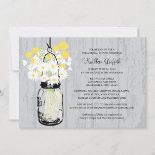 Convite Rustic Wood Mason Jar Wildflower