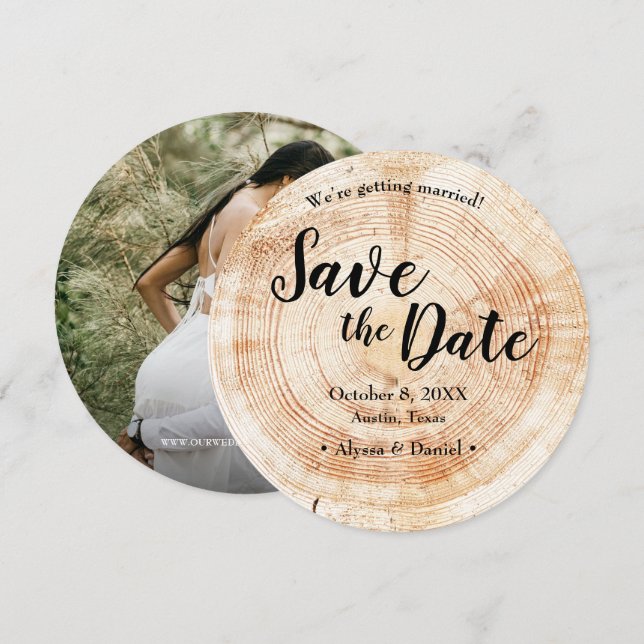 Convite Rustic WOOD  photo WEDDING Save the date (Frente/Verso)