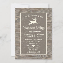 Rustic Wood Reindeer Country Beige Christmas Party