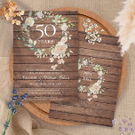 Convite Rustic Wood Rosa Garland 50º Aniversário de Casame<br><div class="desc">Com uma delicada granja floral floral de aquarela em um fundo de madeira rústico, este convite botânico de 50 anos de casamento pode ser personalizado com suas informações especiais de aniversário de casamento. O reverso apresenta uma garland floral que combina suas datas de aniversário em tipografia elegante. Projetado por Thisnotme©...</div>