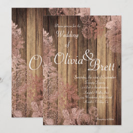 Convite Rustic Wood Rosa Lace Casamento