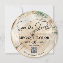 Rustic Wood Salve a Data Foto Casamento Código QR
