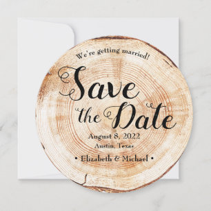 Convite Rustic Wood Wedding Salvar a data Foto Personaliza