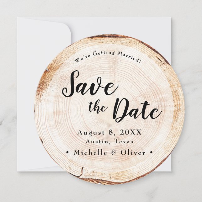 Convite Rustic Wood Wedding Save the date custom photo (Frente)