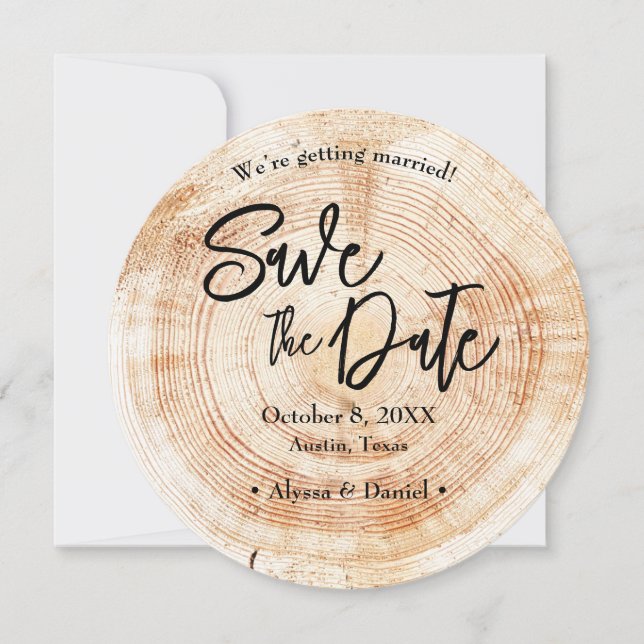 Convite Rustic Wood Wedding Save the date QR code (Frente)
