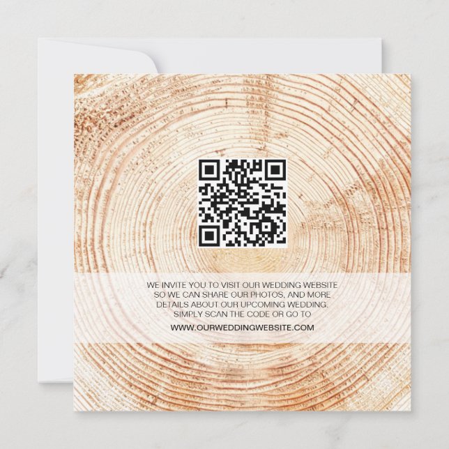 Convite Rustic Wood Wedding Save the date with website Inv (Verso)