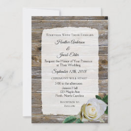 Convite Rustic Wood White Rose Elegante Invitórios para Ca