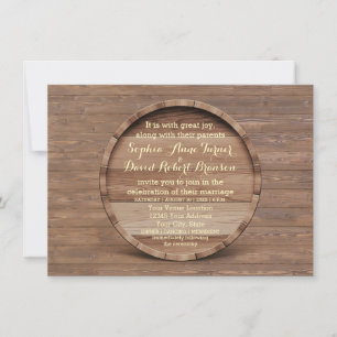 Convite Rustic Wooden Barrel para Casamento