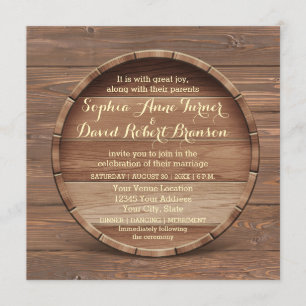Convite Rustic Wooden Barrel para Casamento