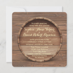 Convite Rustic Wooden Barrel para Casamento
