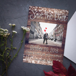 Convite Rustic Wooden Save the Date!
